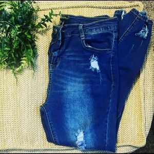 Forever 21 High Rise Skinny Distressed Denim